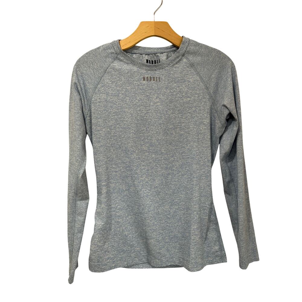 NOBULL Blue Long Sleeve Athletic Performance Top Size S Workout Gym